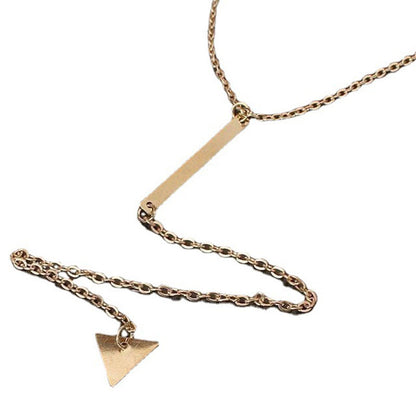 metal bar geometric triangle tassel pendant necklace