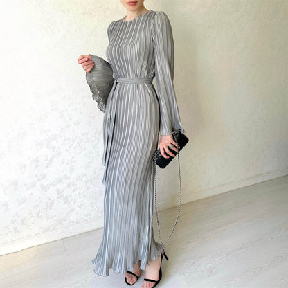 loveedsTM-Pleated Bell Sleeve Maxi Dress