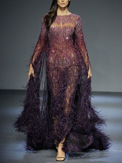 Handmade Beaded Tassels Women's Gown