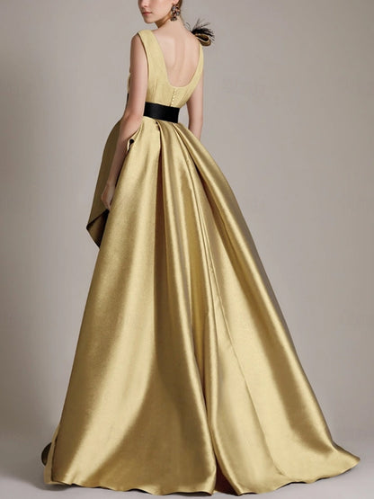 V-neck Sleeveless Solid Color Maxi Dress