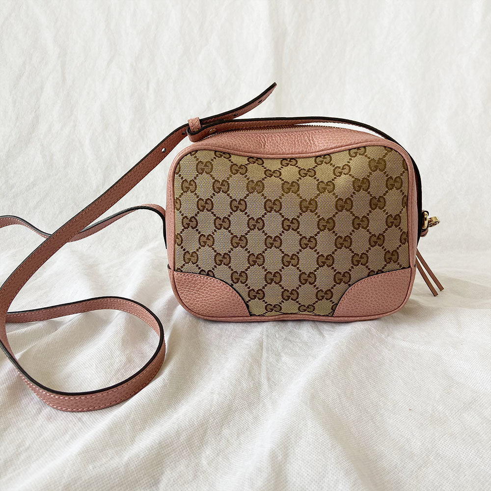 Gucci Bree GG Canvas Leather Mini Messenger Bag Pink