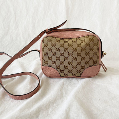 Gucci Bree GG Canvas Leather Mini Messenger Bag Pink