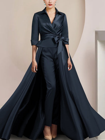 Lapel Solid Color Jumpsuit