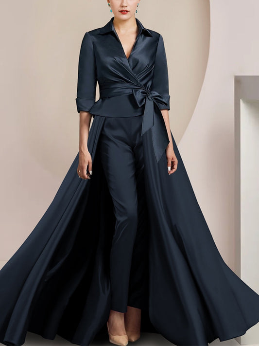 Lapel Solid Color Jumpsuit