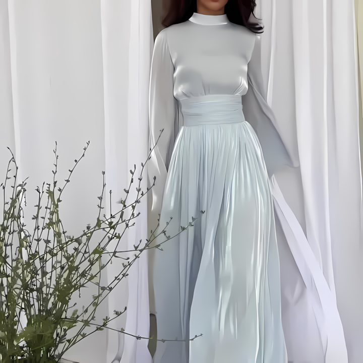 loveedsTM-Women's fashionable and elegant party round neck sexy long dress