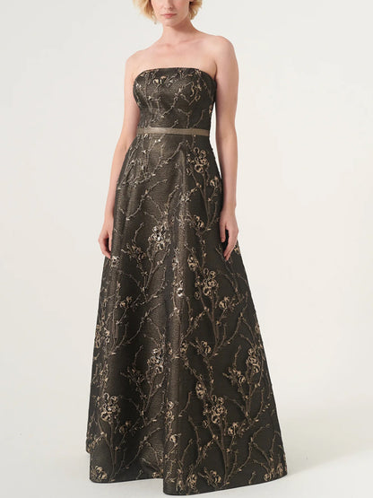 Strapless Lace Solid Color Dress Suit