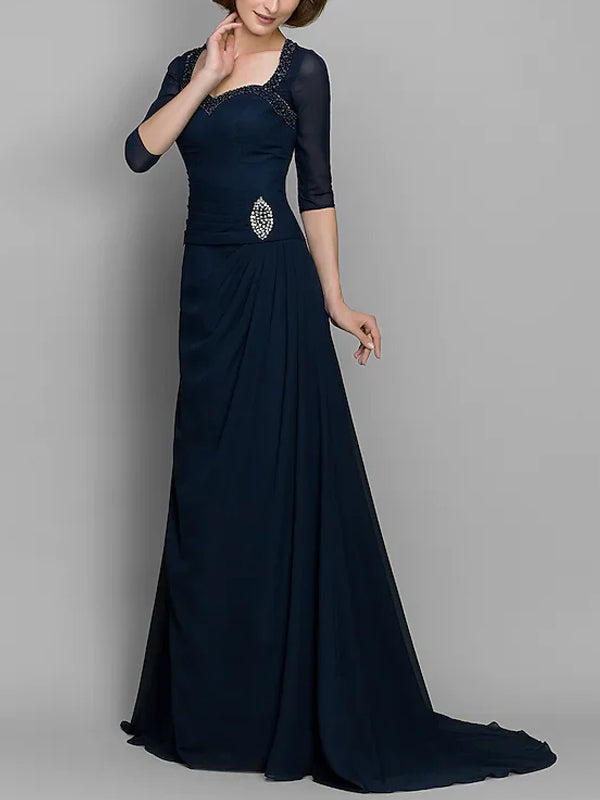 Chiffon Solid Color Sequins Maxi Dress