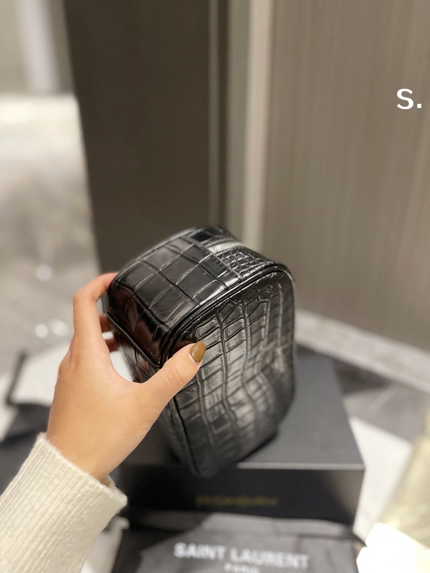 YSL Lou Croc-Embossed Camera Bag