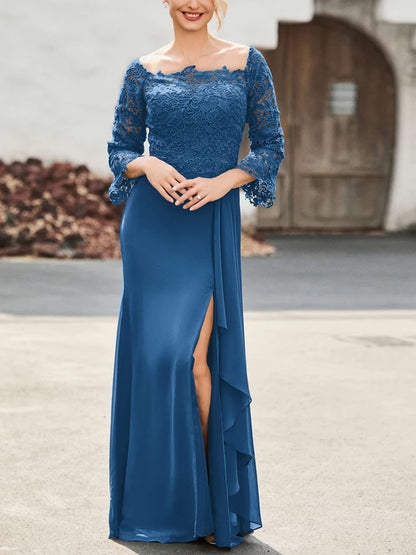 Square Collar Lace Solid Color Maxi Dress