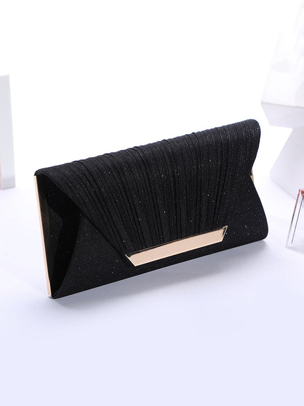 Simple Pleated Sequined Evening Bag