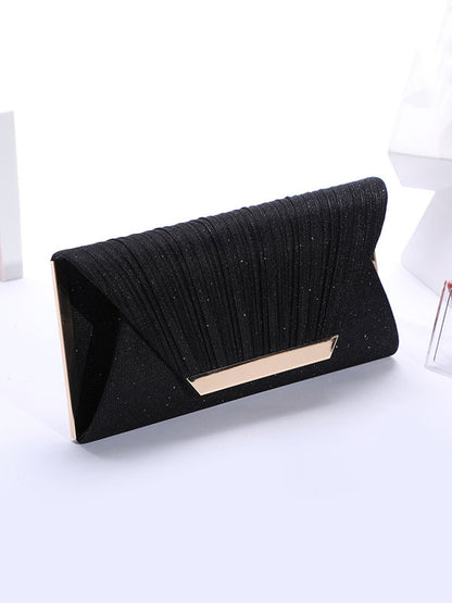 Simple Pleated Sequined Evening Bag