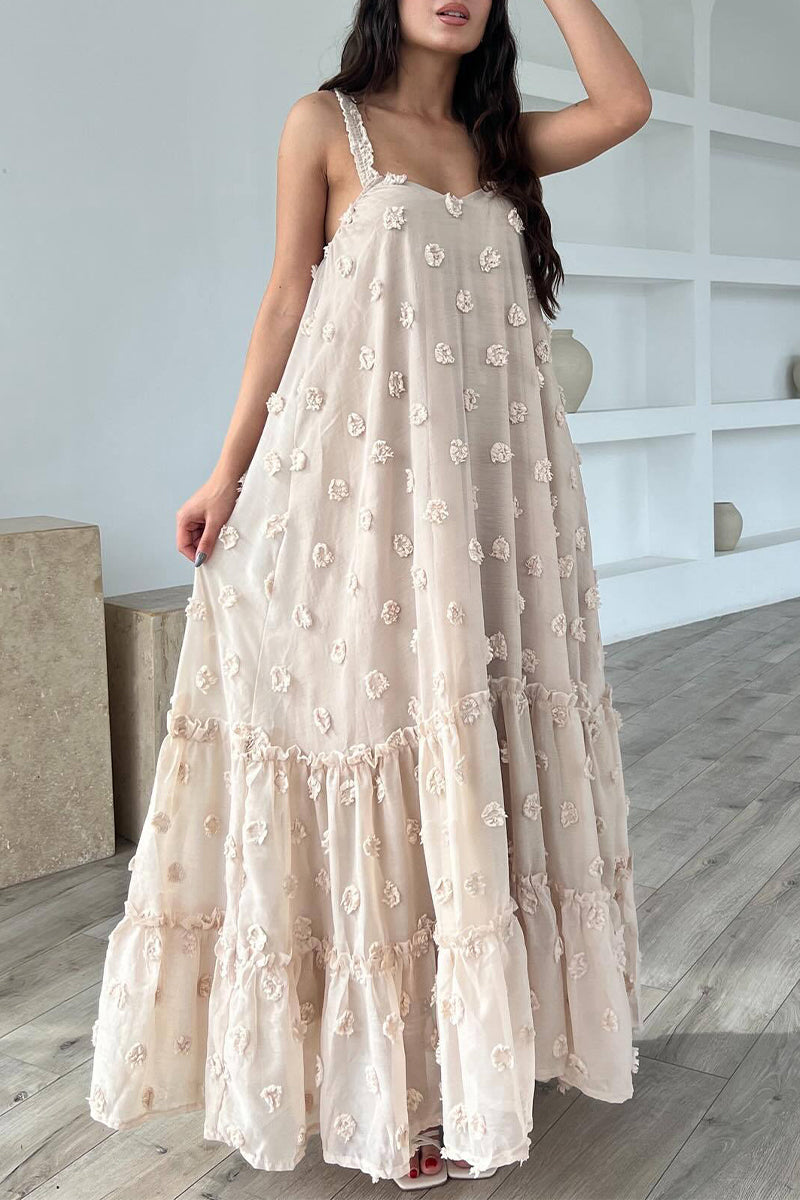 loveedsTM-Elegant Solid Flowers Square Collar Sling Dresses