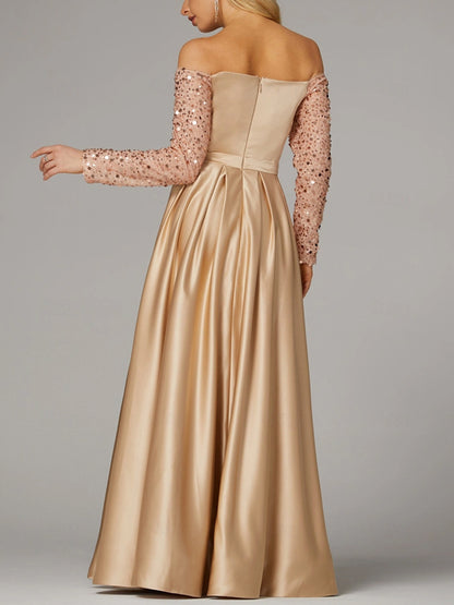 Tube Top Solid Color Sequins Maxi Dress