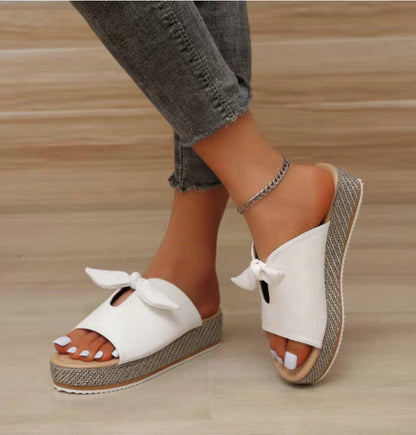 women's platform bow sandals slippers