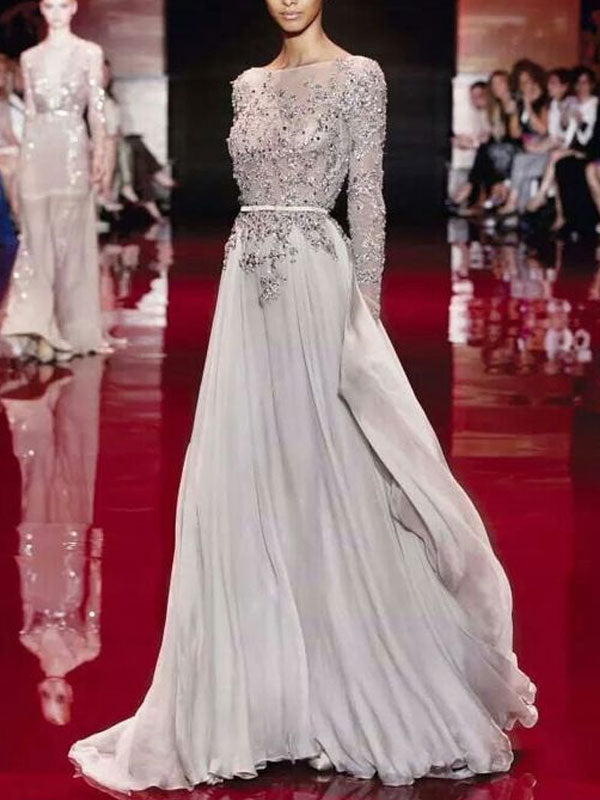 Chiffon Sequin Exquisite Show Lady Dress