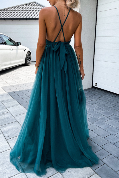 loveedsTM-Sexy Solid Mesh Halter Cake Skirt Dresses