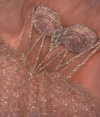 Pink Sparkling A-Line Long Beaded Elegant Halter Neck tulle Ball Gown Evening Dress gh3295