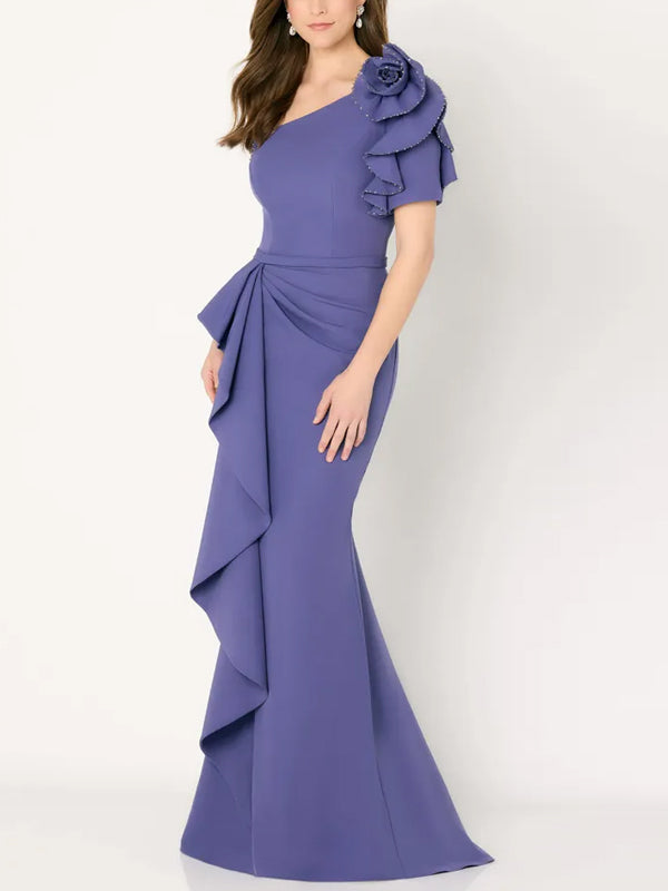 3d Flower Solid Color Maxi Dress