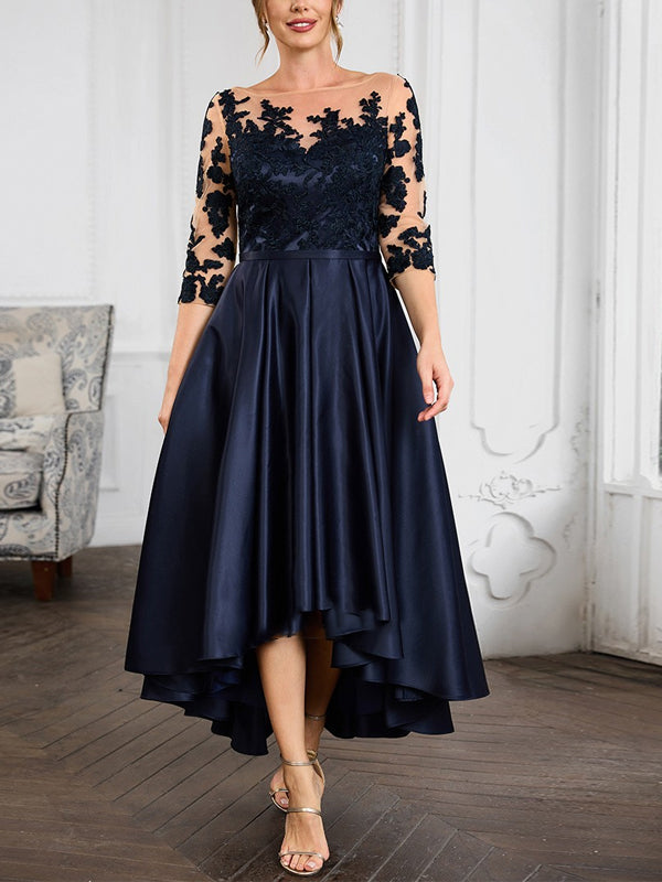 Round Neck Lace Mesh Maxi Dress