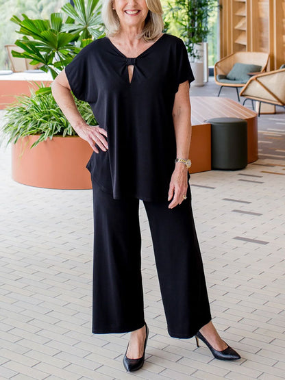 Round Neck Pullover Undershirt Ladies Sets