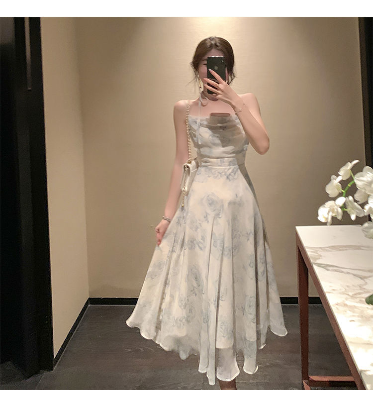 loveedsTM-Summer Party Midi Elegant Dress Women Strap Sexy Design High Wasit Vintage Casual Dress Sleeveless Chiffon Sweet Dress