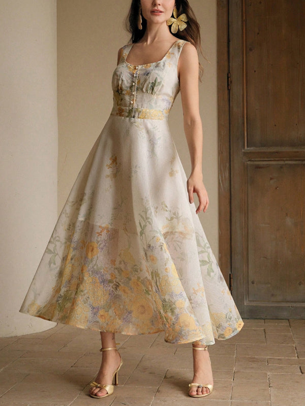 Women's Elegant Floral Print Camisole Dress