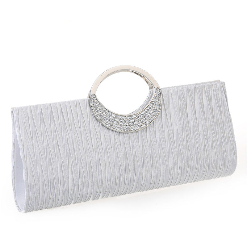 Women's pleated hand-carved evening bag with diamonds