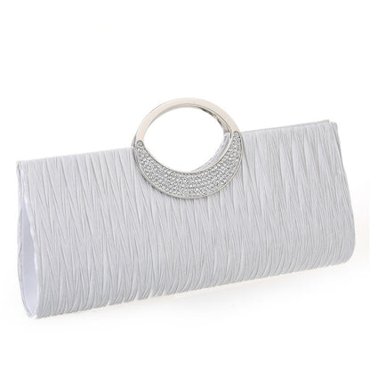 Women's pleated hand-carved evening bag with diamonds