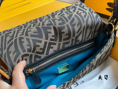 Fendi Women Baguette 1997 Brown Jacquard FF Vertigo Bag