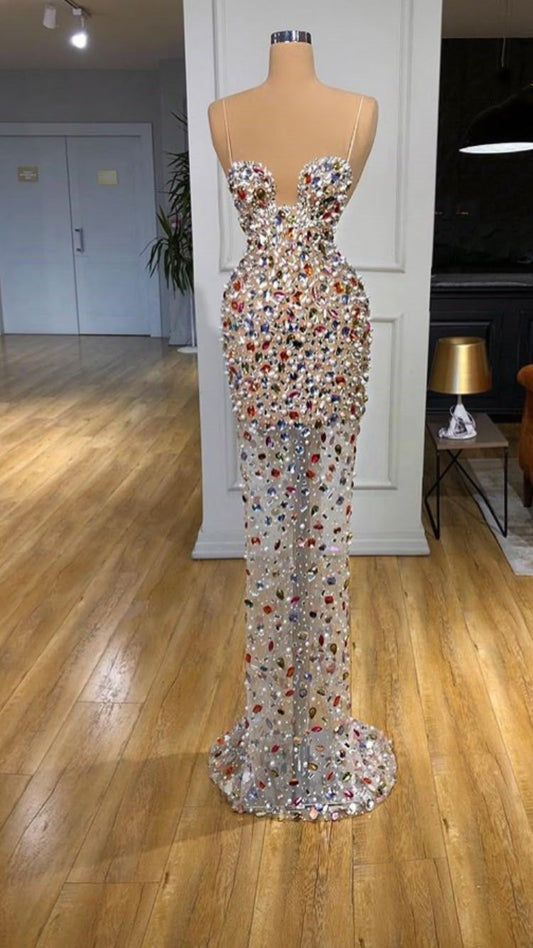 preppydressess-Colorful Sexy Elegant Rhinestone Spaghetti Strap Long Prom Dress Evening Dress gh5036