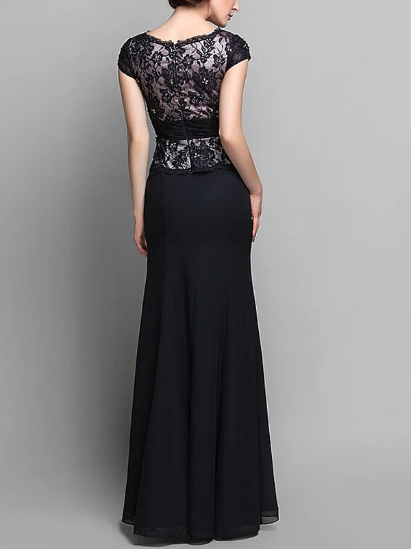 V-neck Lace Solid Color Maxi Dress