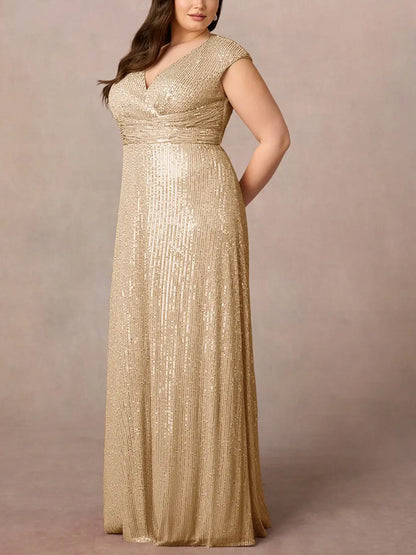 V-Neck Sequins Maxi Dress