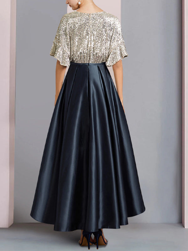 V-neck Sequins Midi Dress