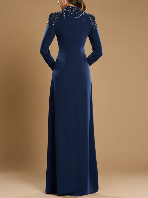 Turtleneck Solid Color Long Sleeves Maxi Dress