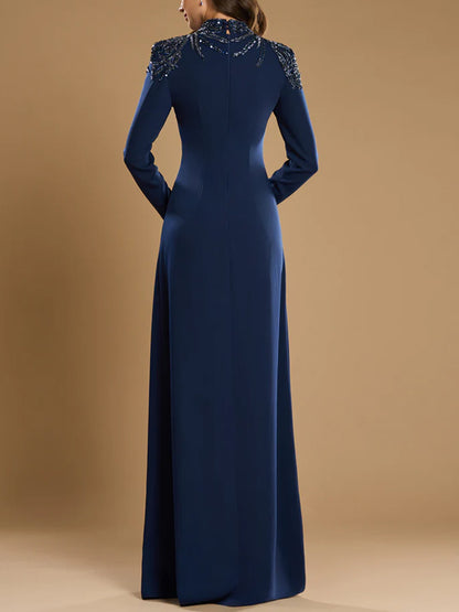 Turtleneck Solid Color Long Sleeves Maxi Dress