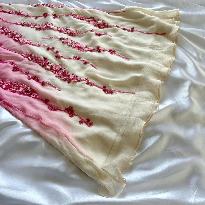 Pink gradient gorgeous fashion exquisite beading long chiffon elegant ball gown evening dress party dress gh3288