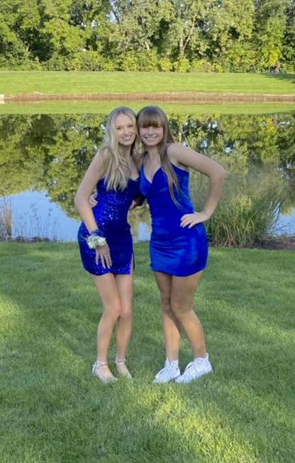 Cute Sheath Sweetheart Blue Short Formal Homecoming Dress Middle School Short 20th Birthday Outfits Graduation Dress Cocktail Dresses DH2213