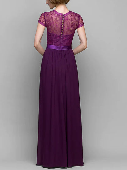 Lace Chiffon Solid Color Maxi Dress