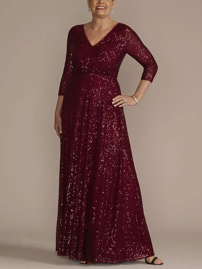 Allover Sequin A-Line Gown