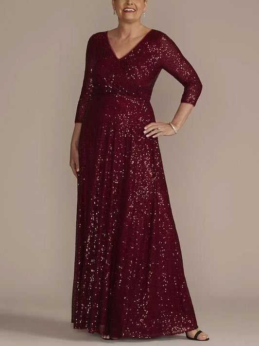 Allover Sequin A-Line Gown