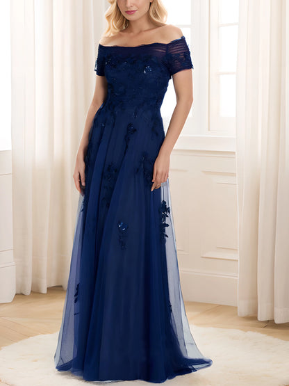 Off-the-shoulder Solid Color Maxi Dress