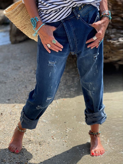 Vacation Outdoor Ripped Casual Ladies Jeans
