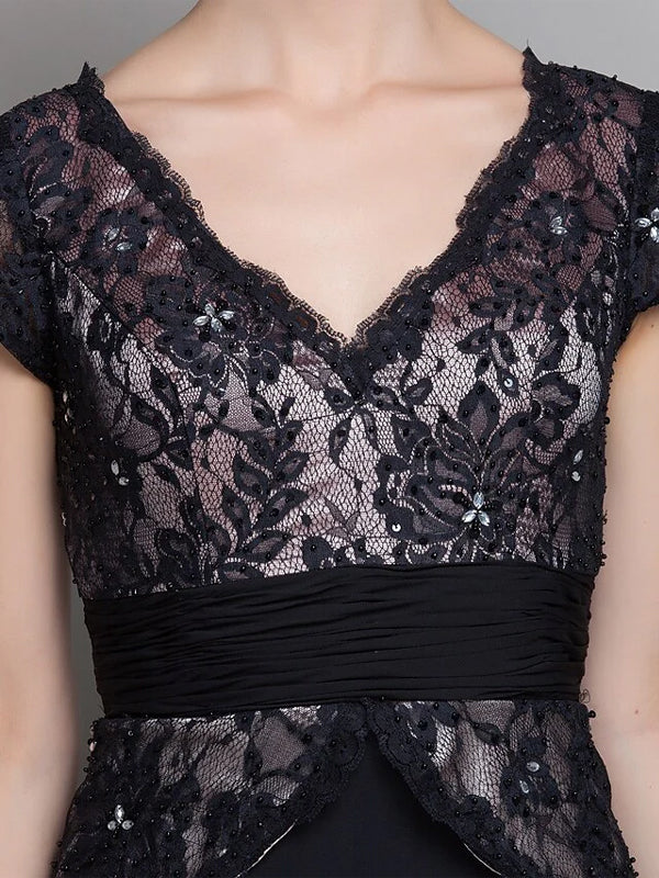 V-neck Lace Solid Color Maxi Dress