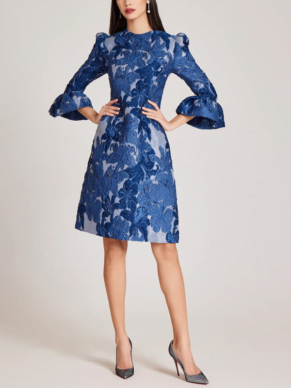 Crew Neck Print Midi Dress