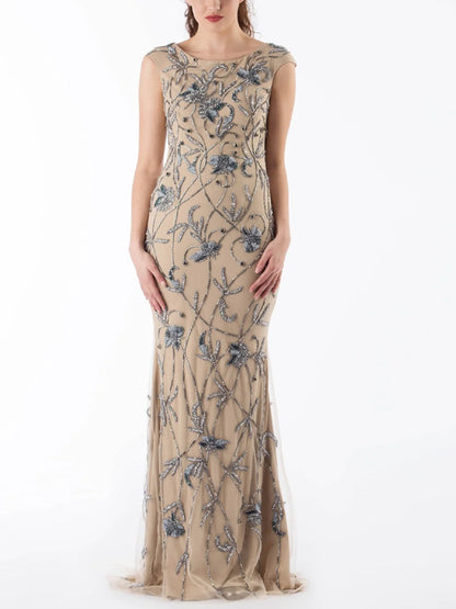 Crew Neck Sleeveless Sequin Maxi Dress