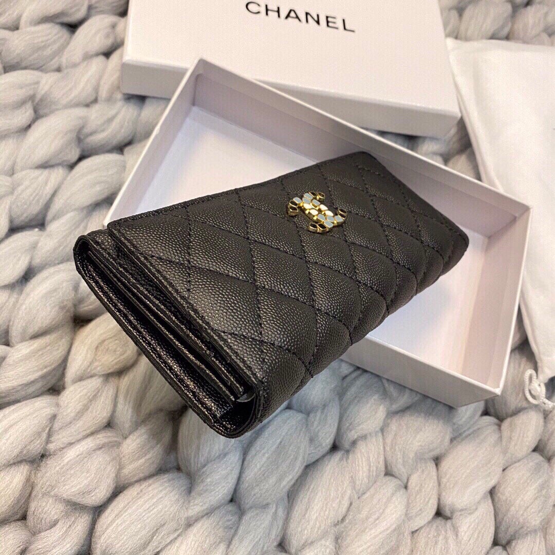 CHANEL 24C BLACK CAVIAR CHAIN WITH CHARMS WOC