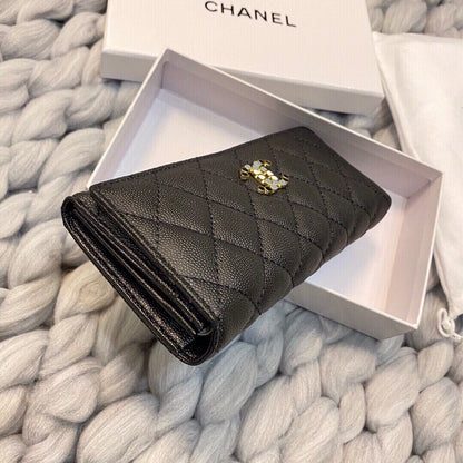 CHANEL 24C BLACK CAVIAR CHAIN WITH CHARMS WOC