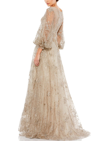 Bishop Sleeve Embroidered Dress