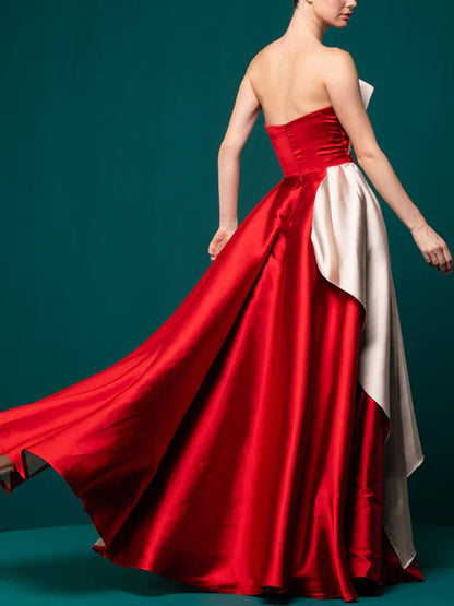 Colorblocked Tube Top Maxi Dress