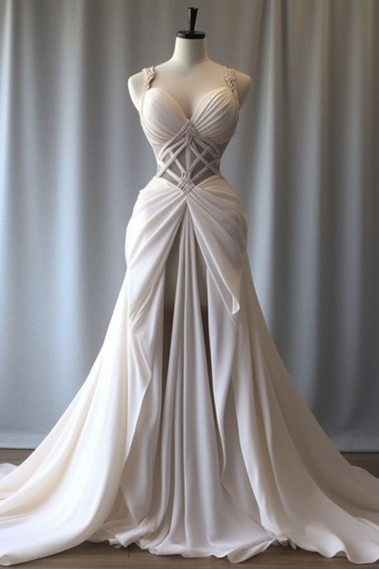 Ivory Elegant Fashion Long Satin Ball Gown Wedding Dress gh4957